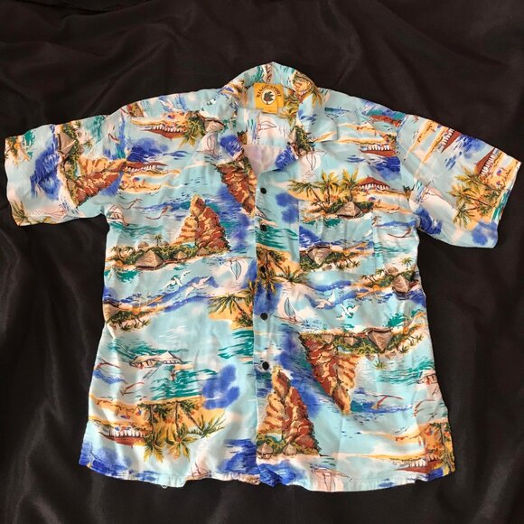 Ringo Sport Hawaiian Shirt Men's M 100% Rayon Tropical Print Soft Light *READ* - Picture 2 of 7